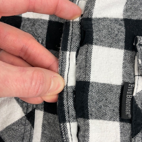 Five Brother Women's Size M Flannel Shirt Plaid Black Plaid Reinforced Bust - Picture 4 of 5